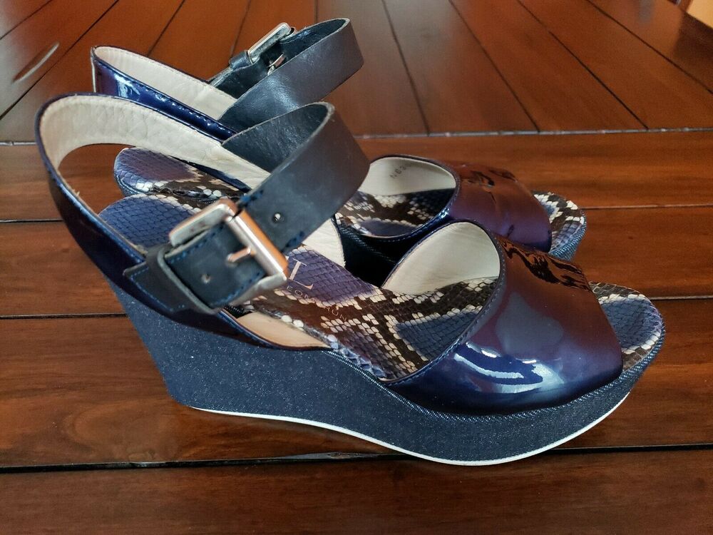 AGL Women's Blue Wedge Sandal N630002 Size 40 EU